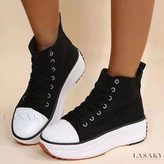 Lasaky - Women's Leisure Shoes with Adjustable Straps and Camouflage Design Black Slip-on Casual Canvas Shoes, Black High-top Casual Sneakers, Casual Black High-top Sneakers With Flat Heel, Black Casual Slip-on Canvas Shoes, Casual Black Slip-on Canvas Shoes, Ankle-high Canvas Shoes With Rubber Sole, Black Canvas Shoes With Vulcanized Flat Heel, Black Canvas Shoes With Vulcanized Sole, Black Slip-on High-top Sneakers