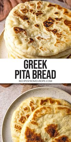 greek pita bread on a white plate