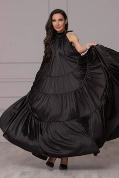 Maxi Satin Abaya Dress Elegant Cocktail Dress Formal Floor - Etsy Gothic Black Ball Gown, Black Gothic Evening Dress For Prom, Gothic Black Gown For Halloween, Black Gothic Ball Gown Dress, Gothic Evening Ball Gown, Gothic Satin Dress For Costume Party, Black Ruffled Ball Gown Evening Dress, Black Maxi Gown With Ruffles, Black Ball Gown Evening Dress With Ruffles