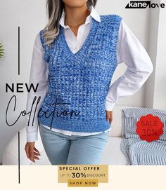 Heathered V-neck Sweater Vest Blue V-neck Sweater Vest For Fall, Spring V-neck Sweater Vest, Fall V-neck Sweater Vest, Blue V-neck Sweater Vest For Winter, Trendy V-neck Sweater Vest For Fall, Chic Blue Sweater Vest For Fall, Womens Vest, V Neck Sweater, Elevate Your Style