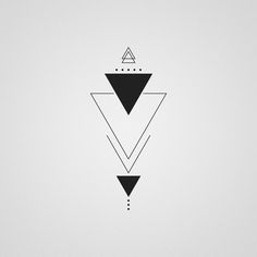 an abstract black and white design with triangles on the bottom half of each triangle, which has three dots at the top