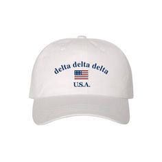 This item is MADE TO ORDER. Production can take up to 7 business days. Shipping time is additional, and varies per carrier. For more info, Click Here! The All-American classic. White baseball cap, featuring an adjustable back strap. Embroidered with lots of red, white & blue pride! Need to order 12 or more pieces for your chapter? Click Here! Collegiate Adjustable Dad Hat With Curved Visor, White Curved Brim Trucker Hat For College, Patriotic White Trucker Hat/baseball Cap, Patriotic White Snapback Baseball Cap, Patriotic White Trucker Hat, Patriotic White Baseball Cap With Curved Bill, Patriotic White Curved Bill Baseball Cap, White Patriotic Hat With Curved Bill, Patriotic White Hat With Curved Bill