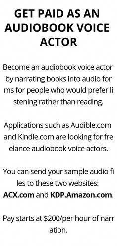 an audio book with the words get paid as an audiobook voice actor