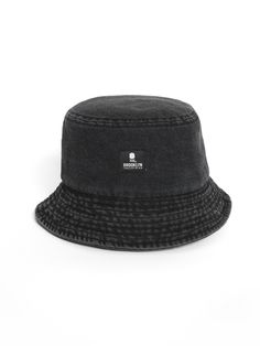 Denim Bucket Hat in Black - BROOKLYN INDUSTRIES Casual Flat Brim Bucket Hat For Outdoor, Casual Bucket Hat With Flat Brim For Outdoor, Casual Adjustable Bucket Hat For Everyday, Adjustable Casual Bucket Hat For Everyday, Casual Black Bucket Hat For Outdoor, Urban Black Bucket Hat For Outdoor, Adjustable Washed Bucket Hat With Short Brim, Casual Short Brim Hat For Streetwear, Casual Spring Hats With Logo Patch