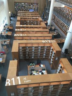 an overhead view of a library with lots of books