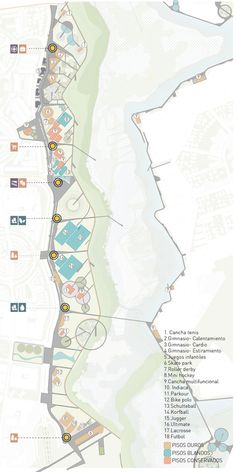 a map showing the location of several different buildings and areas that are located in this area