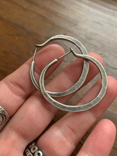 These hoops are PERFECTLY rustic like a set of modern day artifacts. They compliment an style, be it BOHO, minimalist or professional. These aren't commonplace prefab hoops because each one is crafted by hand with love but they WILL be your new favorite for everyday wear! MORE SIZES AVAILABLE HERE: https://www.etsy.com/listing/772693798/large-sterling-silver-hoop-earrings-in?ref=shop_home_active_1&pro=1&frs=1 All jewelry from my studio is endowed with a lifetime craftsmanship guarantee & Vintage Metal Hoop Earrings For Everyday, Artistic Metal Hoop Earrings Nickel Free, Artistic Nickel-free Metal Hoop Earrings, Adjustable Artsy Nickel-free Hoop Earrings, Oxidized Circle Hoop Earrings As Gift, Gift Oxidized Finish Small Hoop Earrings, Small Metal Hoop Earrings With Soldered Detail, Small Hoop Metal Earrings With Soldered Details, Everyday Metal Hoop Earrings With Oxidized Finish