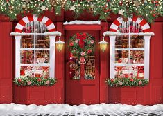 Avezano Christmas Gift Shop Red Photography Backdrop-AVEZANO Red Christmas Flowers, Making Backdrops, Christmas Stage Design, Felt Trees, Red Carpet Backdrop, Floor Material, Red Photography, Photography Studios, Christmas Backdrops