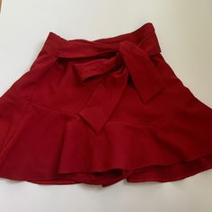 Zara Mini Skirt Red Women’s Xs Zipper On Side Built In Shorts Bow Can Be Retied Red Skirted Bottoms, Chic High Waist Red Mini Skirt, Chic Red High Waist Mini Skirt, Chic Red Skort For Party, Chic Red Skort, Chic Red Skort For Night Out, Trendy Red Flared Skirt Bottoms, Red Zara Skirt For Summer, Red Fitted Zara Skirt