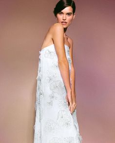 Skye Gown in White Organza with 3D Appliqué | Over The Moon Bridal 2024, Organza Flowers, Blazer And Skirt, College Design, Couture Collection, Blouse And Skirt, Spring Collection, Bridal Dresses, Gowns Dresses