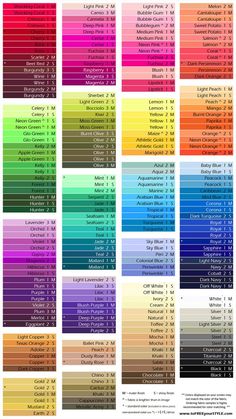 the color chart for all different colors in this page, you can see what they are