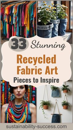 33 Stunning Art Pieces Made From Recycled Fabrics Upcycled Fabric Crafts, Recycled Clothing Projects, Repurpose Fabric Scraps, Recycle Fabric Ideas, Crafts Using Old Clothes, Handmade Projects Ideas, Fabric Embellishment Ideas, Making Clothes From Recycled Materials, Recycling Clothes Ideas Upcycling