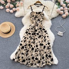 Vintage Black Floral Dress Summer Women Holiday Dress P224Fabric: blendedColor: AS PHOTOSize(cm): S,M,L,XL​S Bust 84 Waist 66 Skirt Length 108M Bust 88 Waist 70 Skirt Length 109L Bust 92 Waist 74 Skirt Length 110XL Bust 96 Waist 78 Skirt Length 110 Dark Academia Dress Formal, Dark Academia Dress, Girly Backpacks, Vintage Prairie Dress, Mood Designer Fabrics, Holiday Dresses Women, Black Floral Dress, Preppy Dresses, Summer Fresh