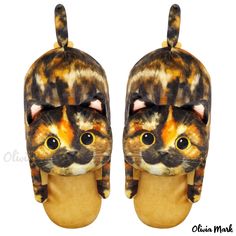 Olivia Mark - Comfy, Non-slip Cotton Slippers - Stylish Gift with Realistic Cat Design Slippers Animal, Cute Cat Plush, Slippers Funny, Tortoiseshell Cat, Cat Lovers Humor, Cat Slippers, Cotton Slippers, Funny Gifts For Women, Christmas Slippers