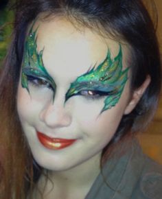 Eye Dare You - Adult Face Painting - Gallery 2 Elf Eyes, Poison Ivy Makeup, Poison Ivy Halloween Costume, Fairy Face Paint, Adult Face Painting, Poison Ivy Costumes, Eye Designs, Face Paints, Forest Elf