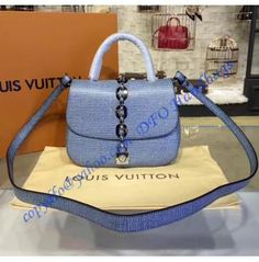 Louis Vuitton Chain It Bag PM Blue Calfskin Louis Vuitton Chain, Cheap Bags, Chic Bags, Chanel Deauville Tote Bag