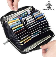 Top Seller for Mens/Womens Leather Large Capacity Credit ID Card Holder RFID Blocking Wallet, Womens Accessories Rfid Wallet Woman, Leather Credit Card Wallet, Aluminum Wallet, Unique Wallets, Credit Card Holder Wallet, Branded Wallets, Front Pocket Wallet, Wallet For Women, Leather Card Wallet