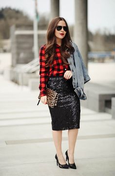 Sequin Skirt Outfit, Plaid Shirt Outfits, Black Sequin Skirt, Buffalo Plaid Shirt, Nye Dress, Outfits 2016, Sequin Outfit