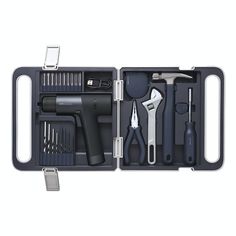 an open tool box with tools in it