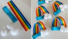 there are several rainbows made out of marshmallows