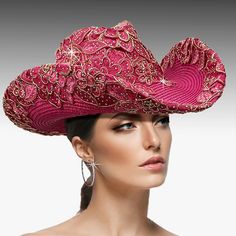 Cowboy Hats Are Trendinf. But If You Want To Be Extraordinarily Glamorous And Sophisticated, This Stunning Pink Lace Rhinestones Couture Cowboy Hat Will Accomlish That!! Rock Your Cowgirl Style With This Exquisite Masterpiece Handcrafted With Precision And Adorned With Dazzling Rhinestones. Whether You're Hitting The Rodeo, Attending A Country Western Gala Or Awards Show, Or You're Just A Fashionable Country Girl Stepping Out In Style, This Hat Is Sure To Turn Heads And Make A Statement. Embrace Luxury Flat Brim Hat For Evening, Luxury Flat Brim Evening Hat, Evening Hats With Rhinestones And Curved Brim, Formal Rhinestone Hats For Kentucky Derby, Rhinestone Party Hat For Kentucky Derby, Fitted Hat With Curved Brim For Fashion Events, Elegant Wide Brim Hat With Rhinestones, Elegant Summer Hats With Rhinestones, Flat Brim Costume Hats For Evening