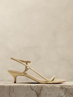 Terzo Leather Kitten-Heel Sandal | Banana Republic Beige Kitten, Kitten Heels Outfit, Heels Outfits, Kitten Heel Sandals, Heel Sandal, Kitten Heel, Wrap Around, Italian Leather, Banana Republic