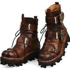 Category:Boots; Upper Materials:Leather,Cowhide; Embellishment:Splicing; Season:Winter; Gender:Men's,Women; Activity:Hiking,Walking; Toe Shape:Round Toe; Style:Vintage,Casual; Boot Shaft:Booties / Ankle Boots; Outsole Materials:Rubber; Occasion:Outdoor,Daily; Closure Type:Lace-up; Function:Warm,Height Increasing,Comfortable,Slip Resistant; Pattern:Solid Colored; Listing Date:09/18/2023; 2024 Trends:Motorcycle Boots,Work Boots,Biker boots,Handmade Shoes; Foot Length:null; Foot Width:null; Size chart date source:Measured by LightInTheBox. Style Combat Boots, Rocker Boots, Steampunk Boots, Mode Steampunk, Military Combat Boots, Handmade Leather Boots, Handmade Skulls, Leather Motorcycle Boots, Dr Shoes