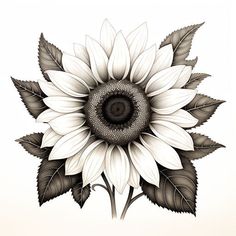 Sunflower Splendor - Artistic Beauty for Your Home Neo Traditional Sunflower, Sunflowers Tattoo, First Tattoo Ideas, Tim Burton Tattoo, Gothic Tattoos, Sunflower Tattoo Shoulder, Printable Flower Coloring Pages, Sketching Tips