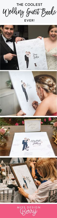 wedding guest book with photos and text