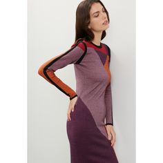 Multicolor colorblock knit (72% Rayon, 28% Polyester). Hourglass. Long sleeves. Crewneck. Pull on. Imported. Rent The Runway, Closet Designs, Work Wardrobe, Color Block Sweater, Color Blocking, Sweater Dress, Midi Dress, Long Sleeves, Crew Neck