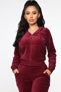 The Original Trendsetter Velour Set - Burgundy | Fashion Nova, Lounge Sets | Fashion Nova Juicy Tracksuit, Women Sportswear, Juicy Couture Tracksuit, Velour Tracksuit, Burgundy Fashion, Fabric Set, Velour Fabric, Fashion Nova Models, Track Suit