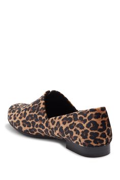 A soft, flexible loafer features a cushioned insole and easy slip-on design for maximum comfort and versatility.Fit: this style fits true to size. M=standard width. Almond toe. Allover print. Notched vamp. Slip-on style. Cushioned insole. Low block heel. Imported Leopard Print Loafers, Leopard Loafers, Leopard Fabric, Low Block Heels, Nordstrom Store, Loafers For Women, Leather Loafers, Nordstrom Rack, Block Heels