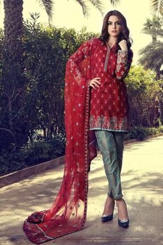 Floural Thread work Soft Chiffon Banarsi Jamawar Trouser Dress – Nameera by Farooq Red Long Sleeve Organza Dress, Formal Red Salwar Kameez With Intricate Embroidery, Unstitched Red Georgette Salwar Kameez, Red Dress With Sheer Dupatta For Eid, Red Dresses With Sheer Dupatta For Eid, Red Embroidered Salwar Kameez For Formal Occasions, Formal Red Embroidered Salwar Kameez, Red Georgette Dress For Eid, Elegant Semi-stitched Red Lawn Suit