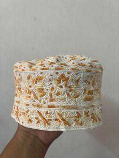 100% Best Quality Hat made from famous artisan  made by handmade embroidery hat for prayer, salat etc size 22.5 inches  Material : cotton Hat Embroidery, Quality Hats, Oman, Hat Making, Bucket Hat, Caps Hats, Accessories Hats, Orange, Embroidery