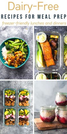 Dairy-free meal prep Dairy Free Dinner Meal Prep, Dairy Free Make Ahead Meals, Dairy Free Meal Prep Ideas, No Dairy Meal Prep, Freezer Meals Make Ahead Dairy Free, Non Dairy Meal Prep, Dairy Free Breakfast Meal Prep, Dairy Free Lunch Meal Prep, Gluten And Dairy Free Meal Prep