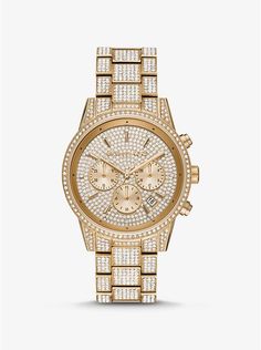 Ritz Pavé Gold-tone Watch | Michael Kors Michael Kors Watch Women's, Watch Michael Kors, Watch Women's, Pave Bracelet, Gold Michael Kors Watch, Rose Gold Watches Women, Rose Gold Watch, Stainless Steel Watch, Crystal Bracelets