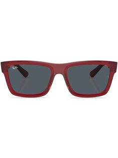 dark red acetate grey tinted lenses square frame logo plaque at the arm straight arms curved tips These glasses come with a protective case. Red Rectangular Polarized Sunglasses, Red Rectangular Sunglasses With Gradient Lenses, Red Wayfarer Sunglasses With Uv Protection, Red Square Frame Sunglasses With Uv Protection, Red Square Frame Sunglasses With Polarized Lenses, Red Square Frame Sunglasses With Tinted Lenses, Casual Red Rectangular Sunglasses, Classic Red Sunglasses With Mirrored Lenses, Red Rectangular Sunglasses With Mirrored Lenses