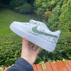 Green Cherry Custom Air Force 1 – unitecustom Painting Sneakers Ideas, Art Converse, Nike Shoes Women Fashion, Custom Shoes Diy, Shoe Designs, Nike Fashion Shoes, Preppy Shoes, Pretty Shoes Sneakers, Custom Nike Shoes