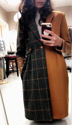 Pleated Coat, Knee Length Coat, Color Block Jacket, Womens Jackets, Tweed Coat, Gold Satin, Harris Tweed, Silk Charmeuse, Plaid Jacket