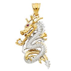 Material Type 14k Gold Material Color Yellow White Height 29mm Width 18mm Fine Gold Jewelry, Gold Dragon, Jewelry Pendants, Gold Diamond Jewelry, Dragon Pendant, Star Jewelry, Mens Pendant, Old Jewelry, Gold Polish