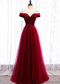 Glam Wine Red Tulle with Velvet Long Party Dress, Dark Red Formal Dres – Cutedressy Velvet Evening Dress, Velvet Prom Dress, Floor Length Prom Dresses, Burgundy Prom Dress, Red Prom, فستان سهرة, Tulle Prom Dress, Glam Dresses, Party Dress Long