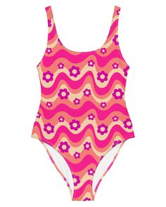 a women's swimsuit with an abstract pattern