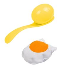 an egg and spoon on a white background