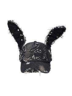 a baseball cap with bunny ears on it's side and holes in the middle