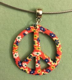 Peace Sign Necklace, Sign Necklace, Red Blue White, Rose Pendant, Polymer Clay Pendant, Necklace Red, Owl Pendant, Fimo Clay, Flower Pendant Necklace