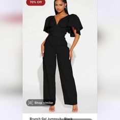 Fashion Nova Brunch Gal Black Jumpsuit Black High Waist Jumpsuits And Rompers For Spring, Black High-waist Jumpsuits And Rompers For Going Out, Womens Black Jumpsuit, Fashion Nova Jumpsuit, Short Faux Fur Jacket, Wrap Romper, Leopard Print Jacket, Pink Bodycon Dresses, Fashion Nova Pants