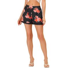 These allover cute printed shorts are crafted from woven fabric. They are designed with wide and sporty elasticized waistband to ensure a comfortable fit. Various trendy printing and lace trim are more perfect for summer. Add a completely cute and unique vibe to your look with these floral mini shorts. Casual summer beach shorts, fit for everyday dressing, for beach, for women and youth. Please check your measurements to make sure the item fits before ordering. Occasion: Casual Style for Out-goi Summer Beach Shorts, Shorts Fit, Shorts Casual, Elastic Waist Shorts, Mini Shorts, Beach Shorts, Beach Holiday, Floral Printed, Summer Casual