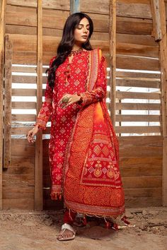 Brand: Gul AhmedProduct: CL-42004ACollection: Gul Ahmed Chunri Unstitched Summer Lawn CollectionFabric: Lawn PRODUCT DETAILS: Gold Printed Lawn Dupatta – 2.50 Meters Gold Printed Lawn Shirt – 1.75 Meters Dyed Trouser – 1.75 Meters DISCLAIMER:* Lining, Laces, and Tassels are not included in unstitched variants.* Embellishment items in stitched outfits are subject to market availability.* Product color may vary due to photographic lighting or your device settings. CARE INSTRUCTIONS: Extra Fabric Has Been Used For Shoot Original Color May Vary Slightly From The Picture Dry Clean Recommended Iron The Clothes At Moderate Temperature Do Not Use Bleach, Or Stain Removing Chemicals Damp Fabric Should Not Be Exposed To Sunlight Gul Ahmed Chunri Unstitched Summer Lawn Collection Authenticity Guarant Red Cotton Sets With Bandhani Print, Red Bandhani Print Long Sleeve Set, Pakistani Lawn Suits, Gul Ahmed, Unstitched Suits, Lawn Shirts, Ladies Clothing, Lawn Suits, Shalwar Kameez