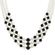 Three gorgeous strands of incomparable beauty. This luxurious triple-strand necklace alternates radiant cultured pearls with luminous orbs of black onyx.The eye-catching black and white pattern of each strand is illuminated by glistening golden beads.As a lovely finishing touch, an exquisite filigree clasp holds the necklace securely in place.A luxurious presentation pouch included at no additional charge... perfect for unforgettable gift-giving. Engraved Lipstick, Art Love Quotes, Valentines Day Gift Ideas, Wall Art Love, Golden Beads, Personalized Throw Pillow, Best Valentine's Day Gifts, Lipstick Case, Black And White Pattern