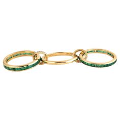 18KT:12.186g,D:0.41ct, Emer:3.81ct, Modern Ring, Emerald Diamond, Modern Fashion, Modern Jewelry, Baguette, Fashion Rings, Emerald, Yellow Gold, Ring